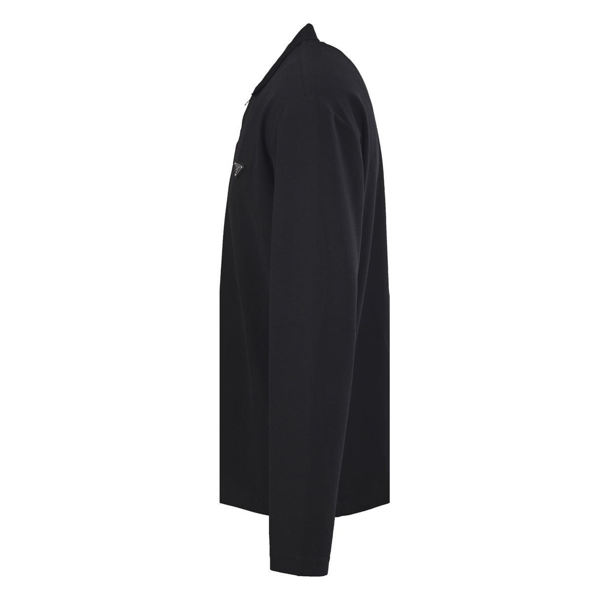 Prada Triangle Logo Half-Zip Long Sleeve Cotton Pique T-Shirt