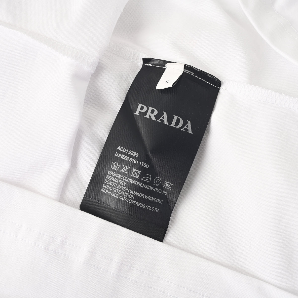 Prada Triangle Embroidery Long-Staple Cotton Long Sleeve T-Shirt