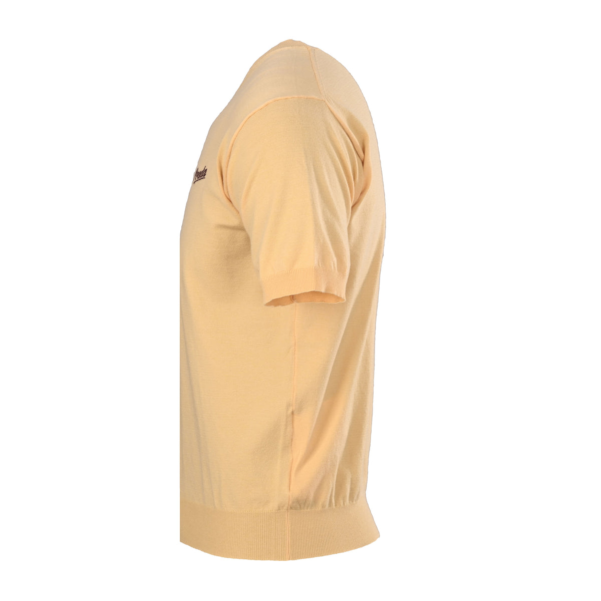 PRADA Beige Intarsia Logo Short-Sleeve Knit T-Shirt