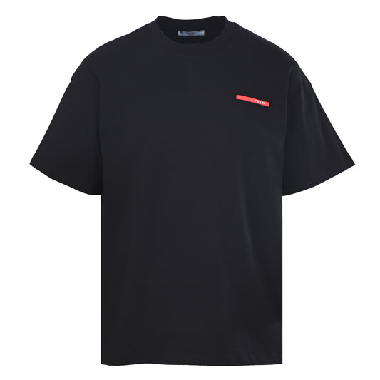 Prada Short-Sleeve T-Shirt with Red Silicone Trim