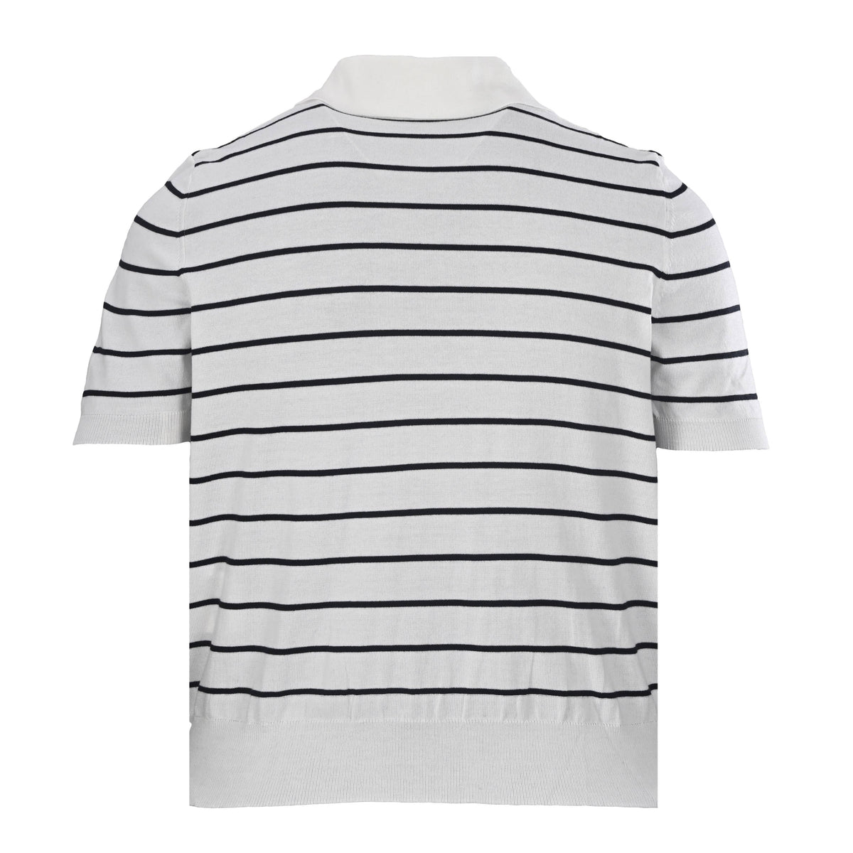PRADA Striped Knit Short-Sleeve Polo Shirt with Embroidered Logo