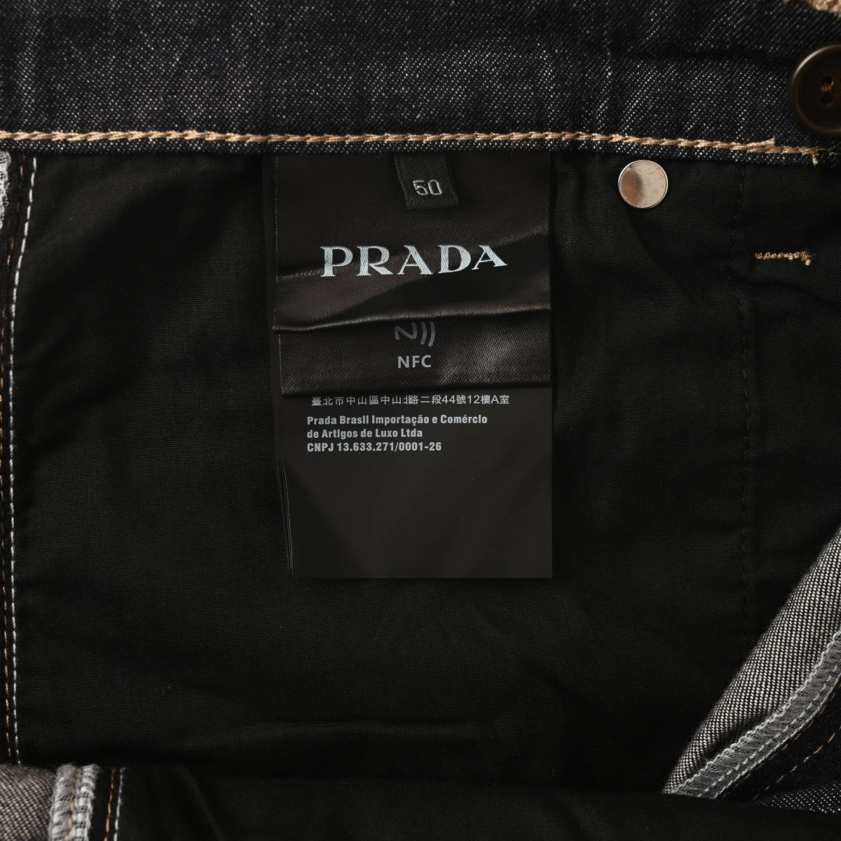 Prada Denim Jeans with Contrast Stitching & Back Pocket Logo