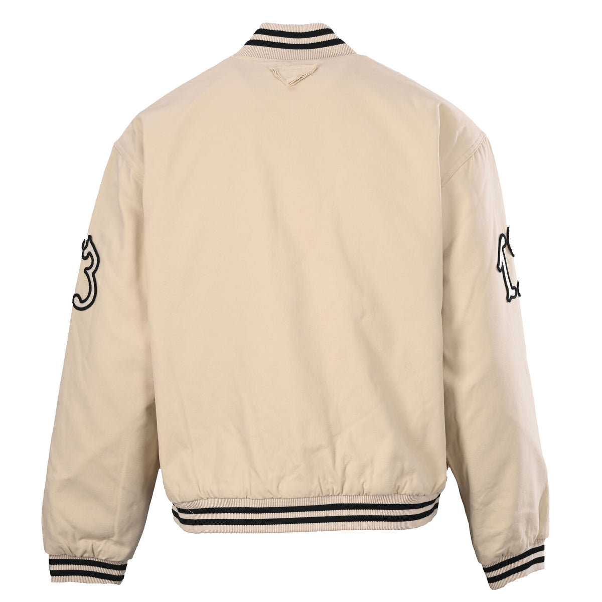 Prada Cotton Canvas Padded Varsity Jacket with Embroidered Patches