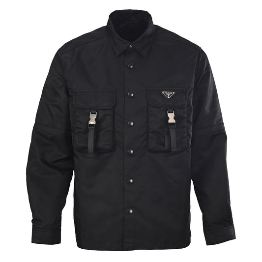 Prada Re-Nylon Shirt Jacket with Detachable Sleeves & Triangle Logo