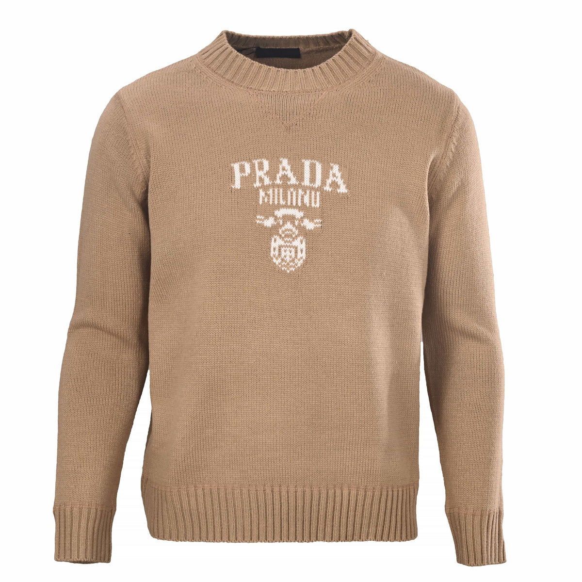 Prada Milano Logo Wool-Blend Jacquard Crewneck Sweater | Unisex