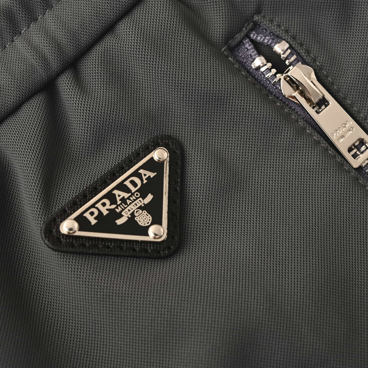 PRADA Charcoal Drawstring Joggers with Red Stripe Detail
