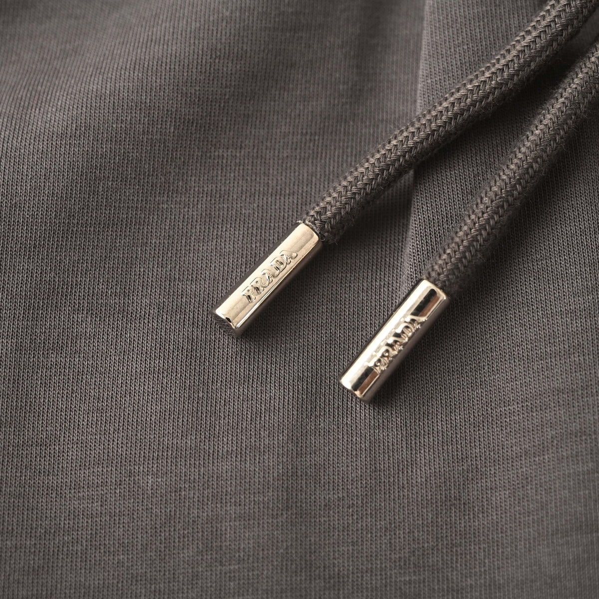 PRADA Gray Contrast-Stitch Tapered Joggers with Triangle Logo