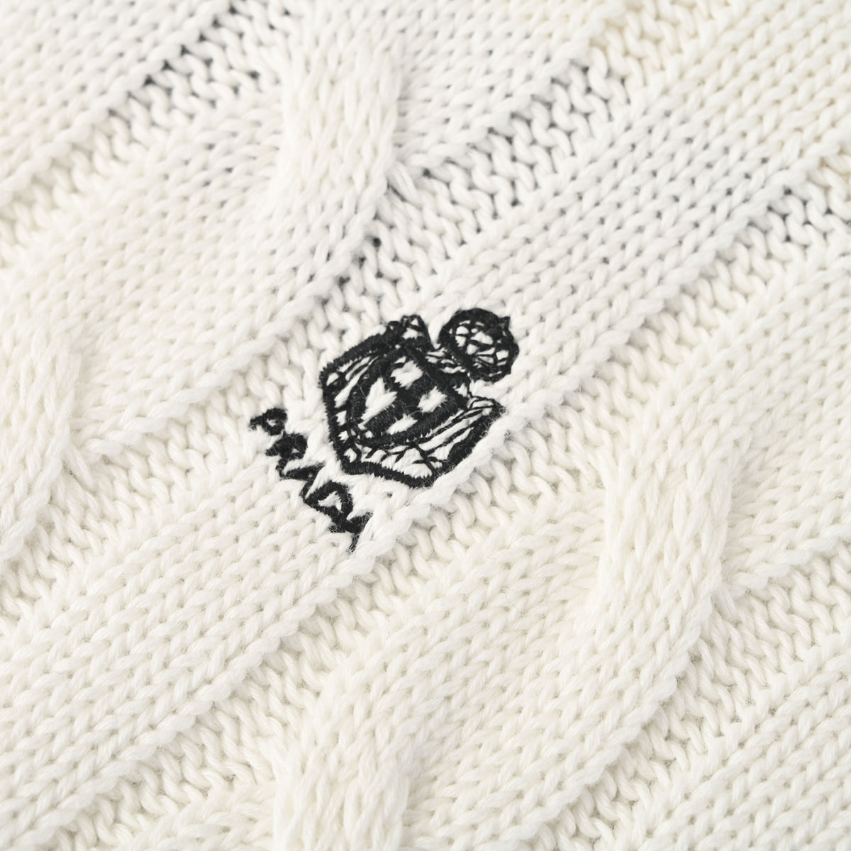 Prada Resort Logo Cable-Knit Crewneck Sweater