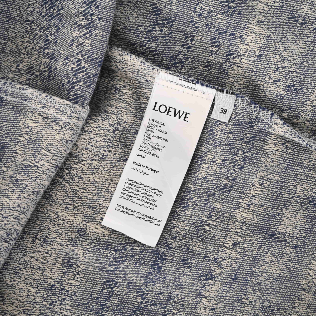 120_LOEWE罗意威 纹理绣单宁牛仔长袖衬衫