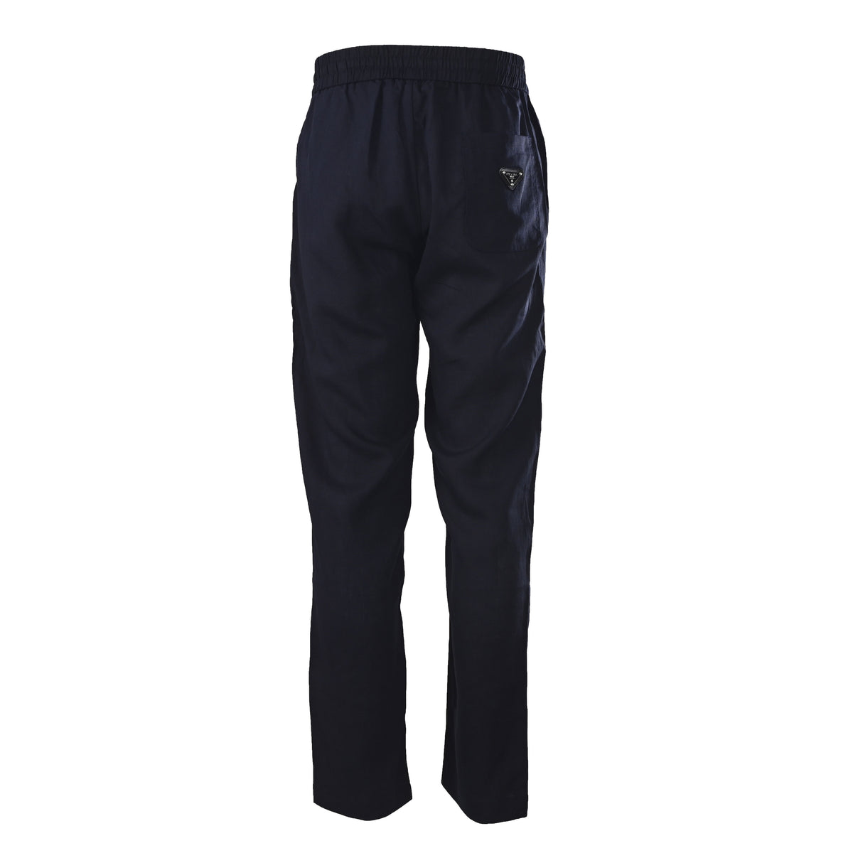 Prada Men's Triangle Plaque Linen Casual Trousers