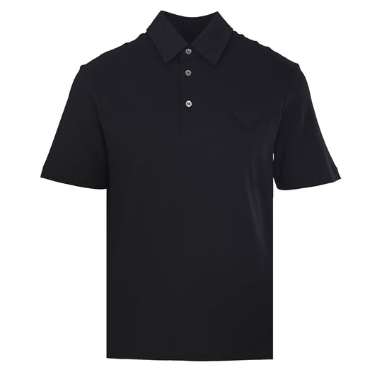 Prada Tricolor Label Cotton Short Sleeve Polo Shirt | Relaxed Fit