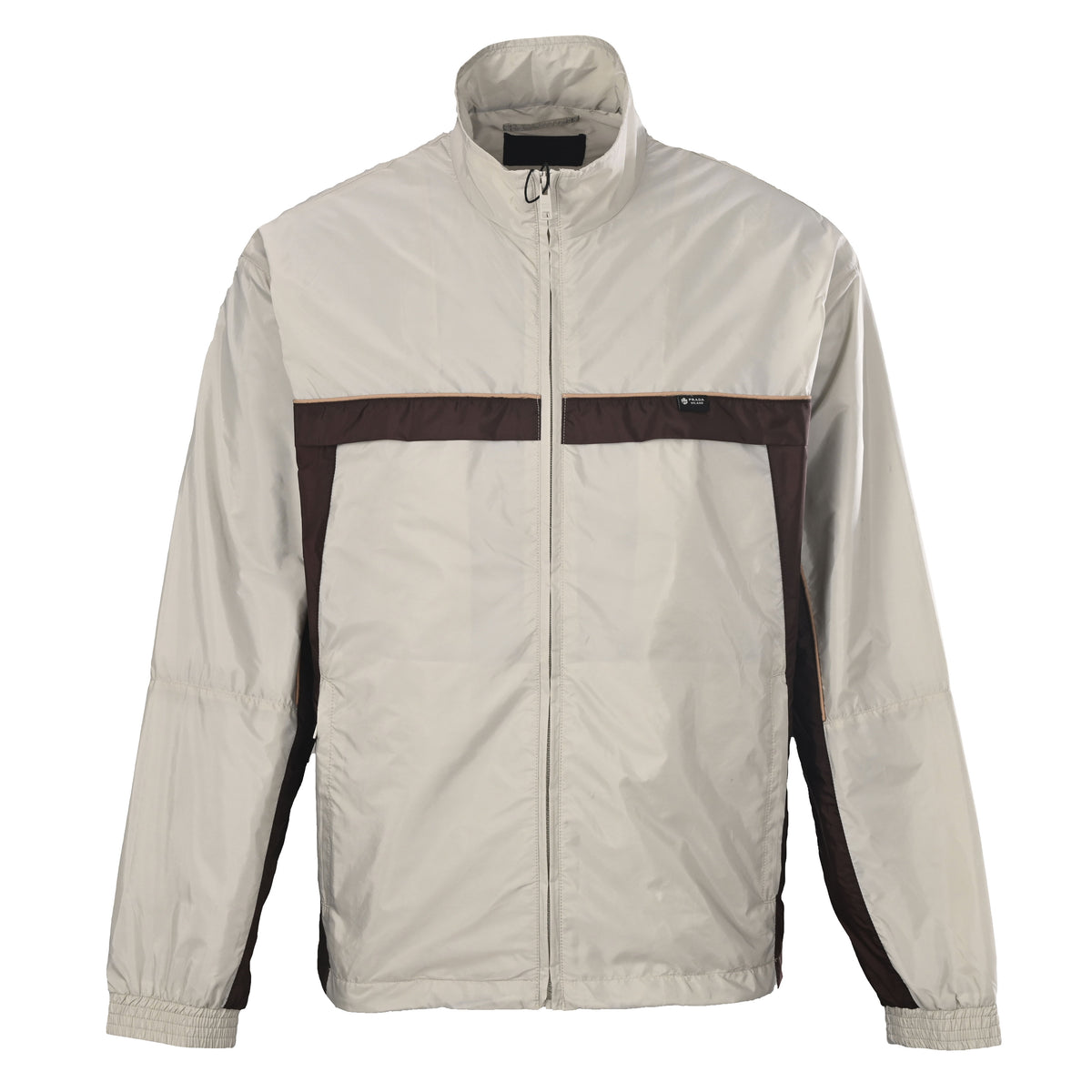 Prada Colorblock Recycled Nylon Stand-Collar Jacket with Drawcord Hem
