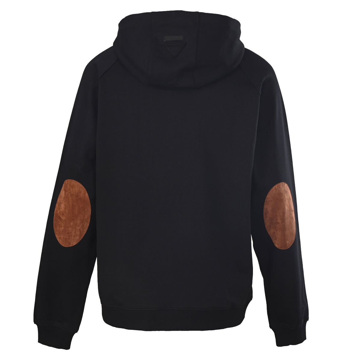 Prada Relaxed-Fit Raglan Hoodie with Brown Suede Elbow Patches