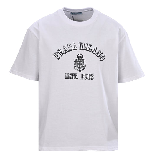 Prada Unisex Cotton Jersey Short Sleeve T-Shirt with Letter Logo