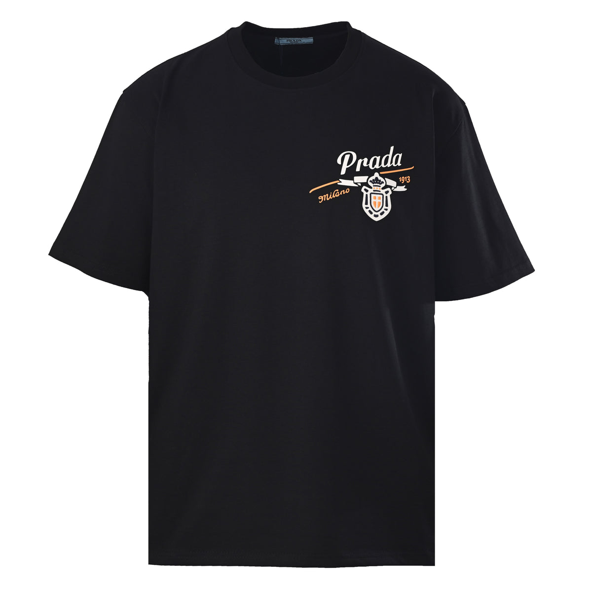 Prada Badge & Lettering Embroidered Short-Sleeve T-Shirt
