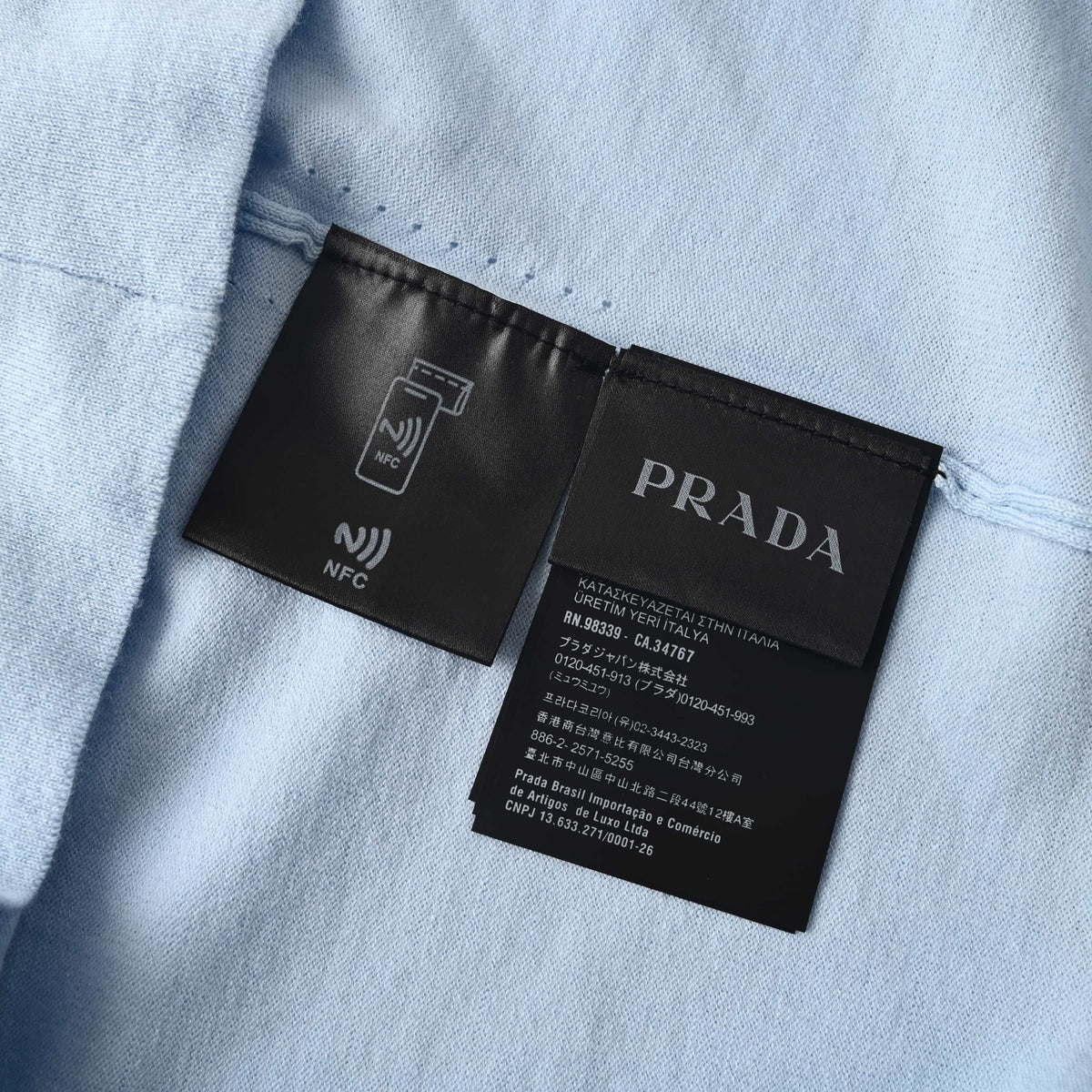 Prada Sleeve Lettering Jacquard Short-Sleeve Knit T-Shirt
