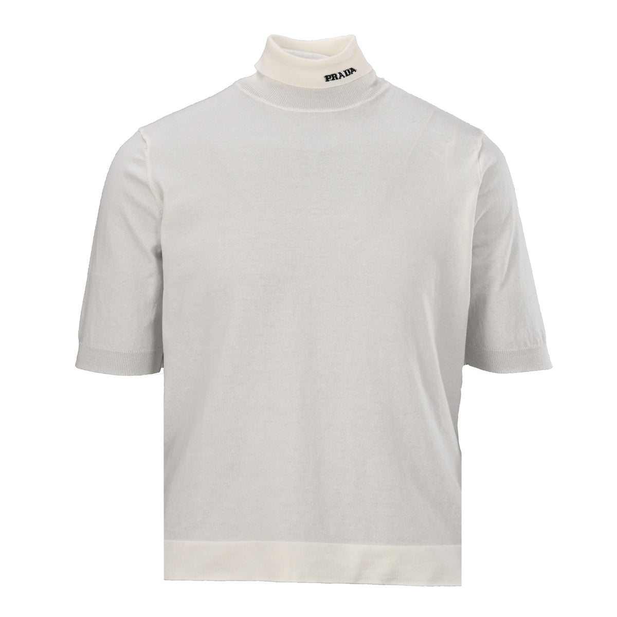 Prada Lettering Jacquard Collared Short-Sleeve Knit T-Shirt
