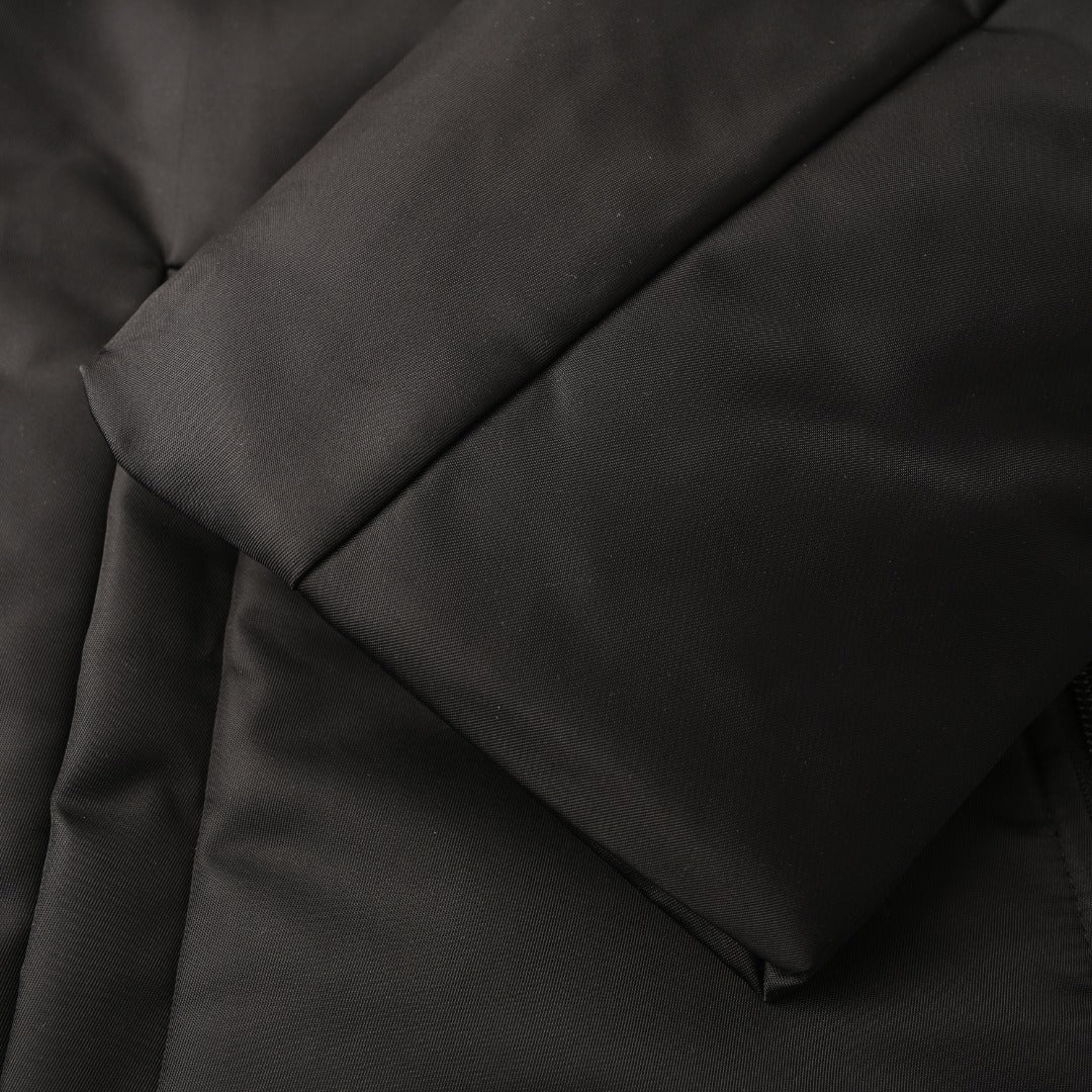 Prada Recycled Nylon Down Jacket with Shirt Collar & Triangle Logo