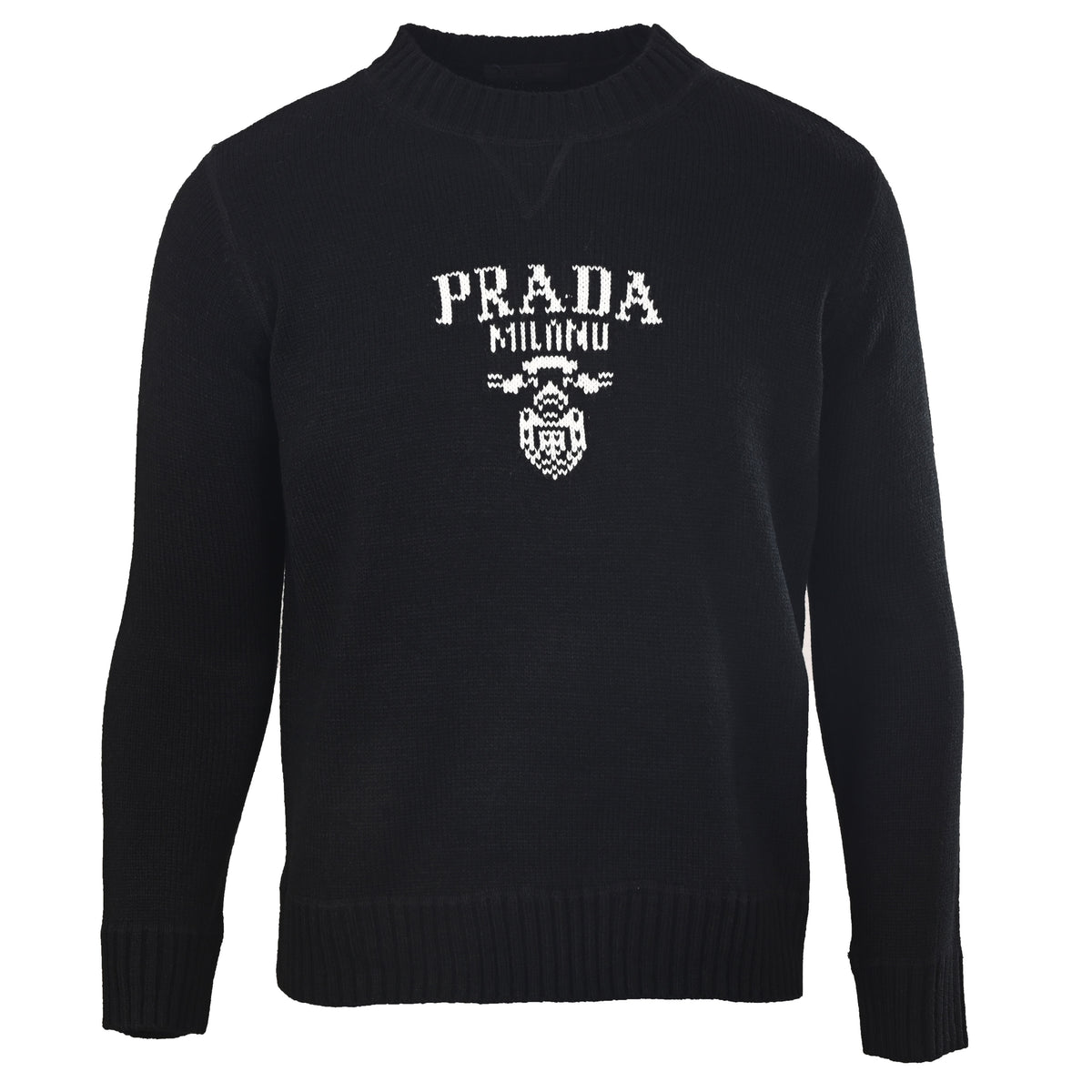 Prada Milano Jacquard Logo Wool-Blend Sweater with Crewneck | Unisex