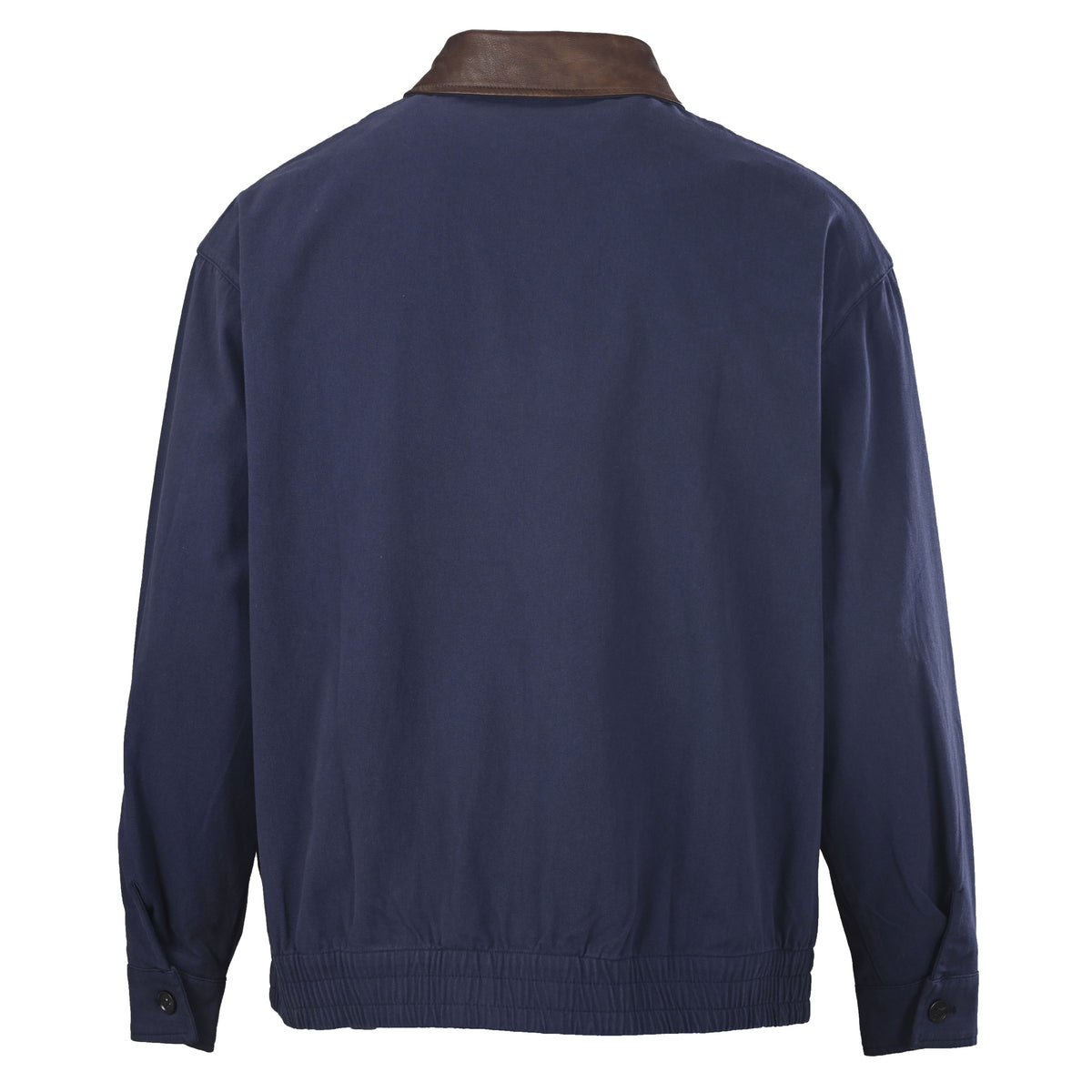 Prada Relaxed-Fit Cotton Harrington Jacket with Leather Collar