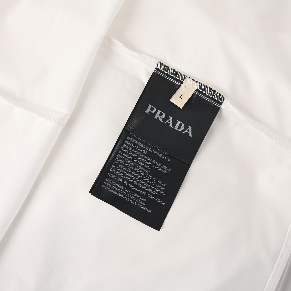Prada Unisex Rayon Poplin Long Sleeve Shirt with Triangle Logo