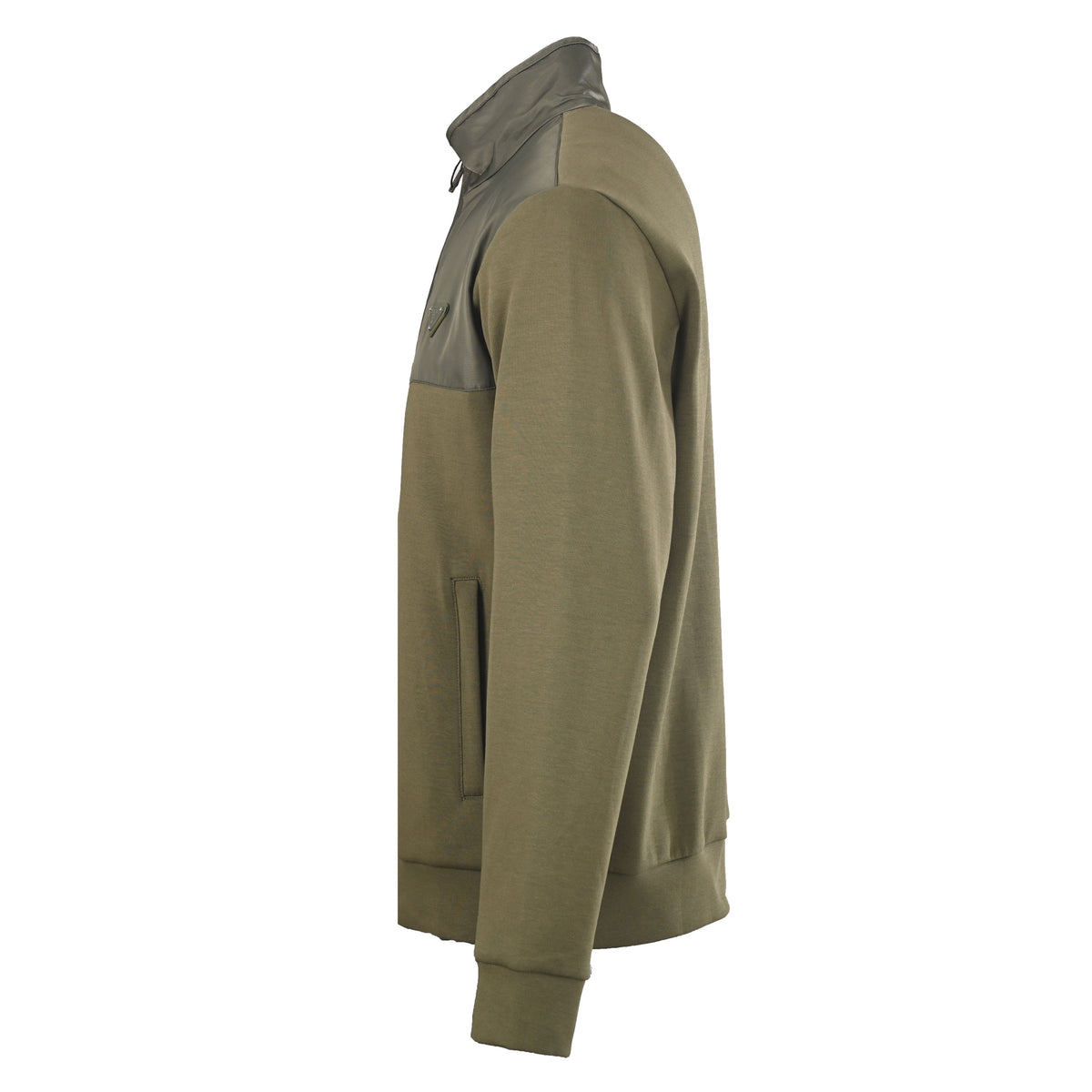 Prada Cotton-Blend Half-Zip Sweatshirt with Nylon Panels & Stand Collar