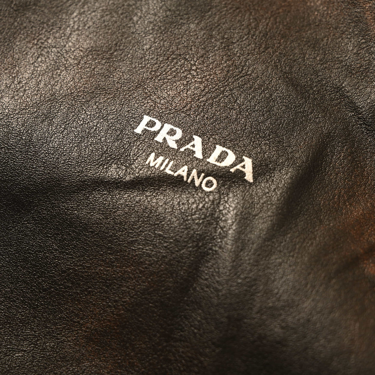 Prada Distressed Leather Hooded Jacket with Raglan Sleeves