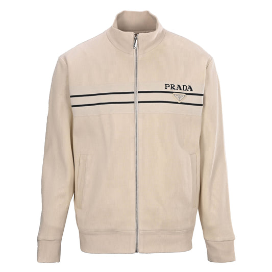 Prada Unisex Striped Knit Zip-Up Cardigan with Stand Collar