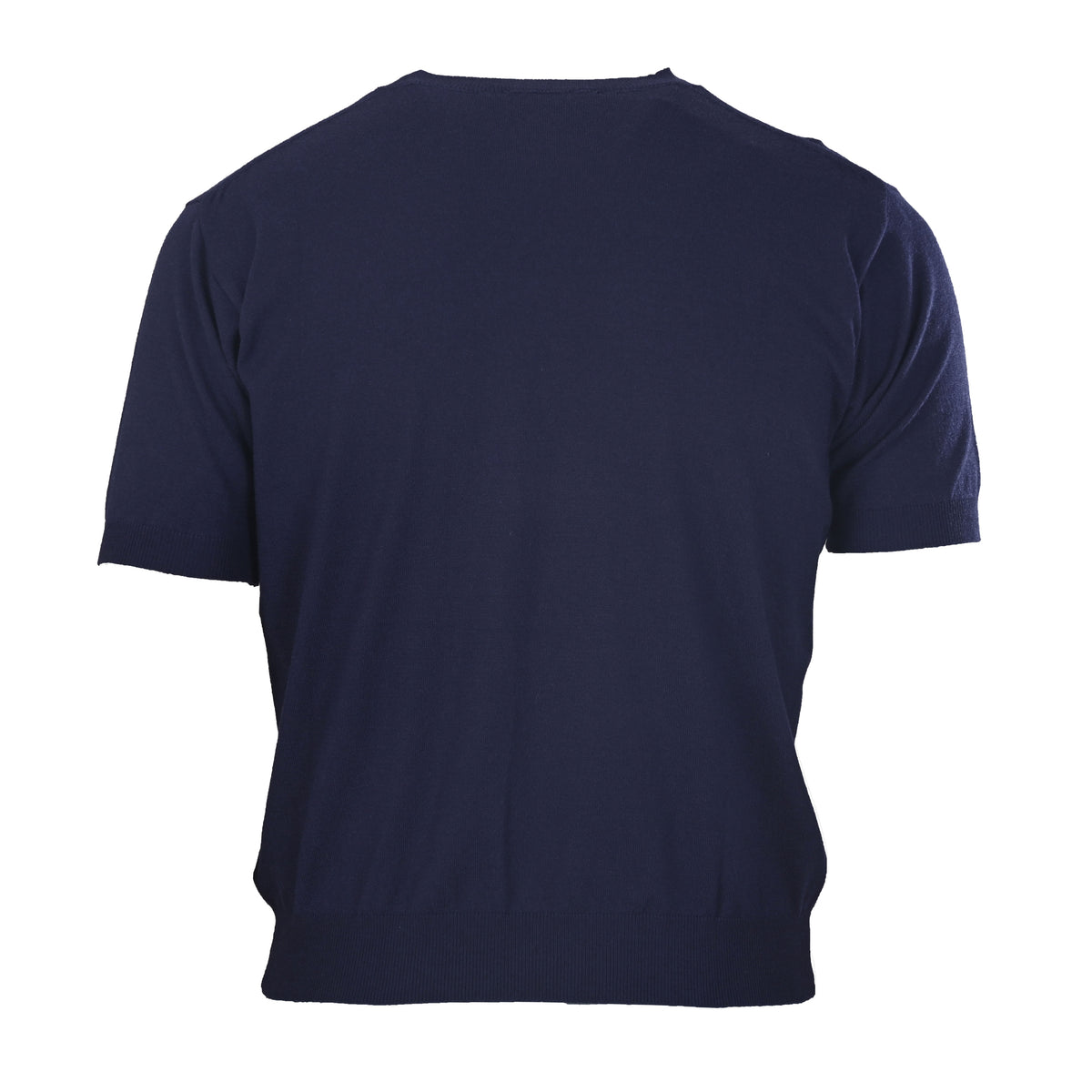 PRADA Navy Intarsia Logo Short-Sleeve Knit T-Shirt