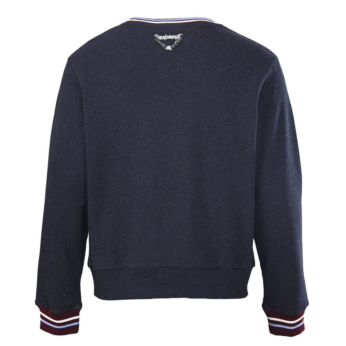 Prada Relaxed-Fit Fleece Crewneck Sweatshirt with Striped Trim