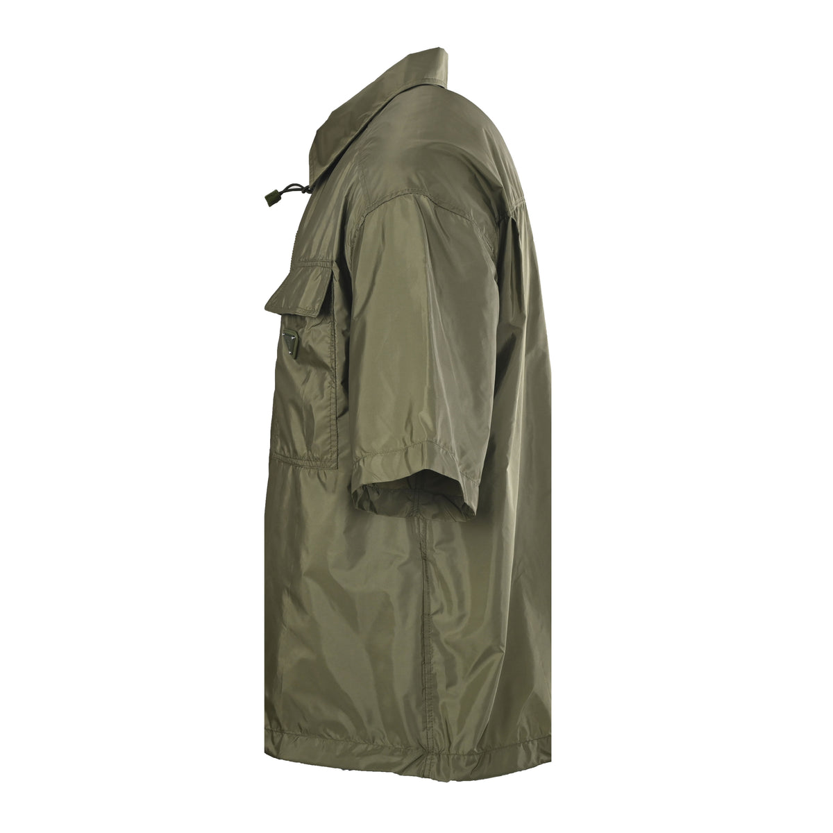 PRADA Oversized Recycled Nylon Zip-Up Short-Sleeve Shirt