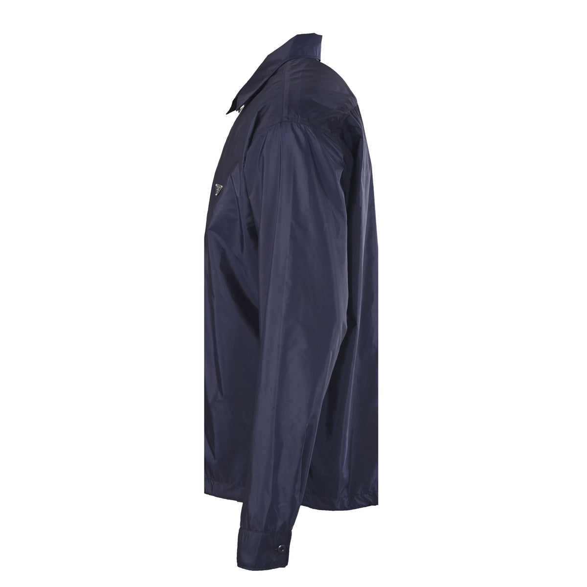 Prada Triangle Logo Nylon Collared Jacket with Drawstring Hem