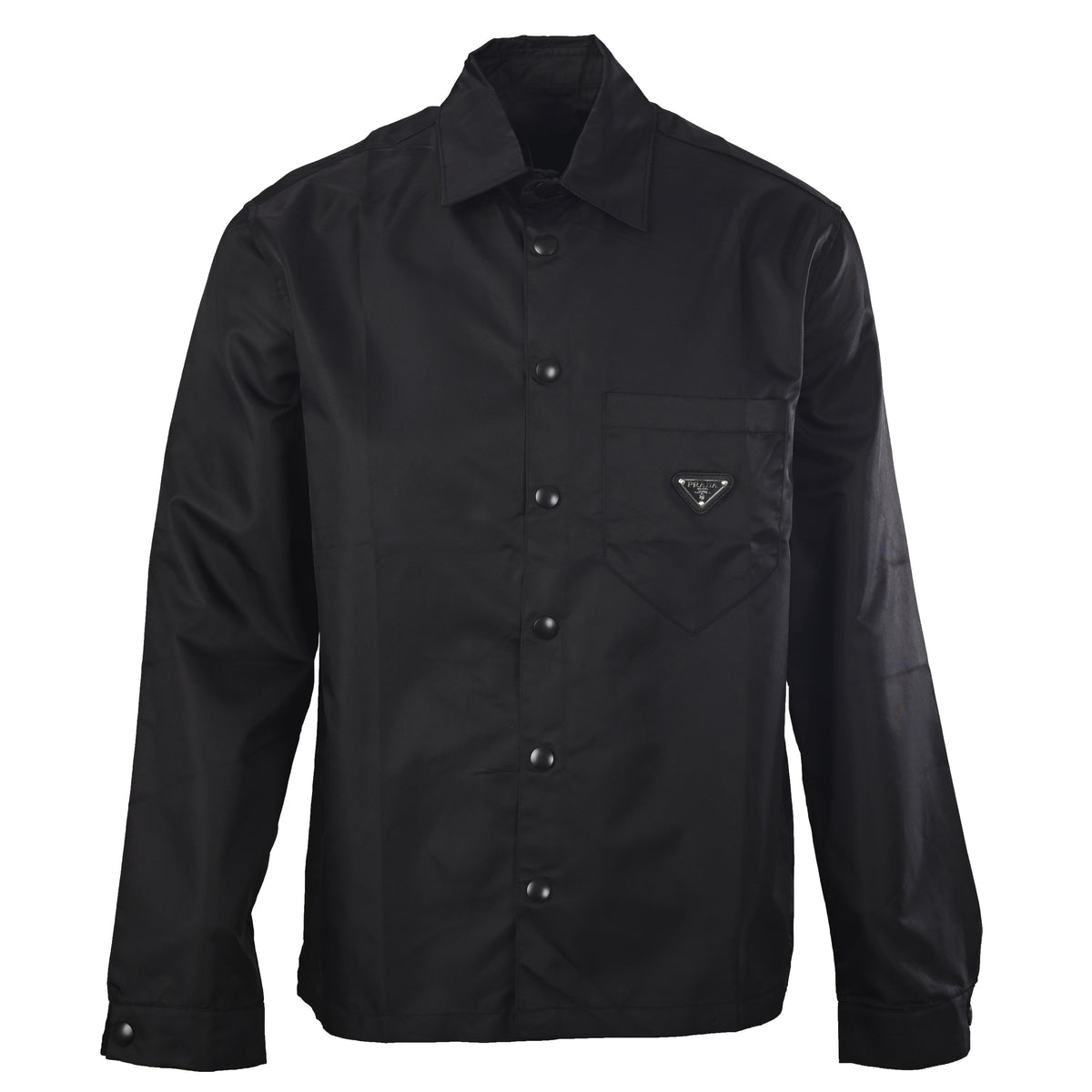 Prada Recycled Nylon Shirt Jacket with Triangle Logo Chest Pocket