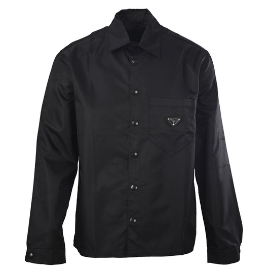 Prada Recycled Nylon Shirt Jacket with Triangle Logo Chest Pocket
