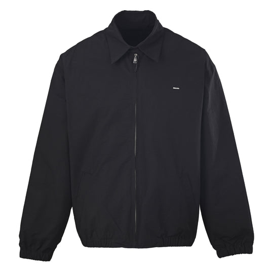 Prada Embroidered Letter Logo Cotton Jacket with Point Collar