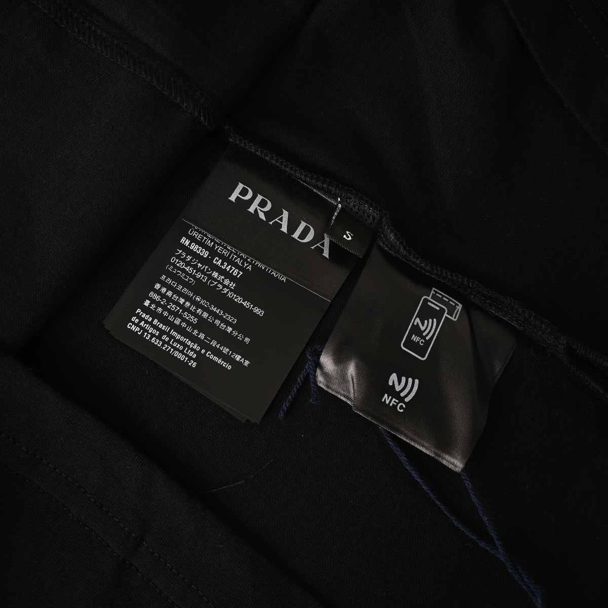 Prada Tricolor Label Cotton Short Sleeve T-Shirt | Relaxed Fit